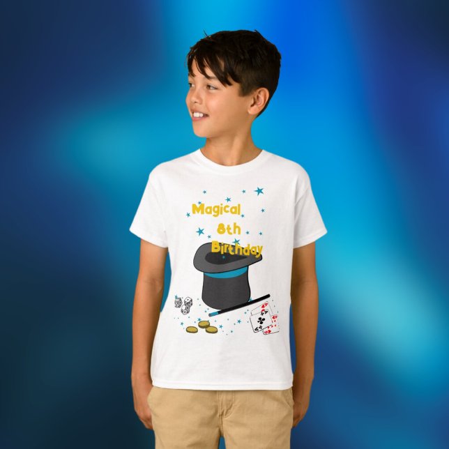 Magische 8. Geburtstagsparty T-Shirt (Magical 8th Birthday Theme Party T-Shirt, Birthday Child, Guest of Honor)