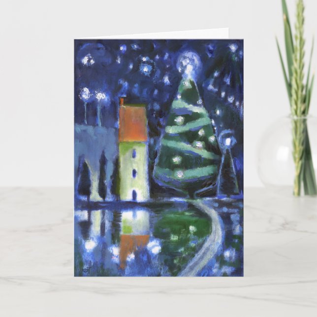 Magische Abends-Weihnachtskarte Feiertagskarte (Vorderseite)