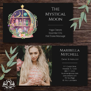 Magische ätherische Öle Apotheke Yoga Boho Foto Visitenkarte