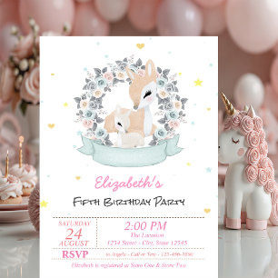 Magische Baby Rentiere Rosen Sterne Geburtstag Einladung