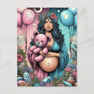 Magische Babyparty Geschlecht verraten Postkarte