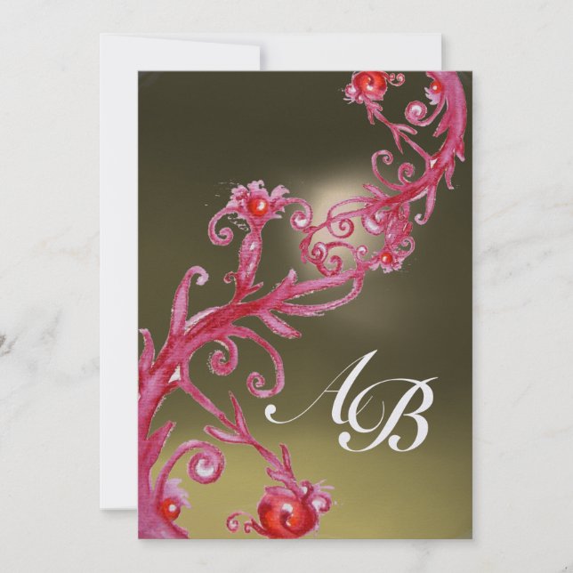 MAGISCHE BEEREN 3, MONOGRAM rubin eis Einladung (Vorderseite)