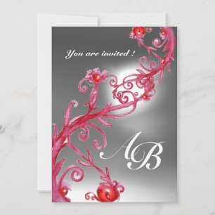 MAGISCHE BEEREN 4, MONOGRAM rot burgunderrot Einladung
