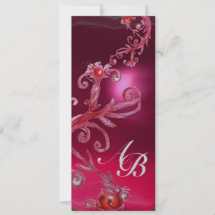 MAGISCHE BEEREN 4,MONOGRAMM rot rubin weiß silber Einladung