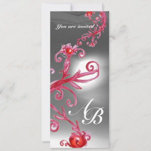 MAGISCHE BEEREN 4, MONOGRAMM rot weiß Kristall Einladung