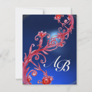 MAGISCHE BEEREN 4,MONOGRAMM rote Saphir-Eiscreme Einladung