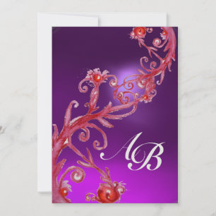 MAGISCHE BEEREN 4, MONOGRAMM roter Amethyst-Eis Einladung