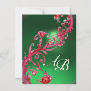 MAGISCHE BEEREN 4, MONOGRAMM roter Jade Champagner Einladung