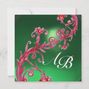 MAGISCHE BEEREN 4, MONOGRAMM roter Jade-Eis Einladung