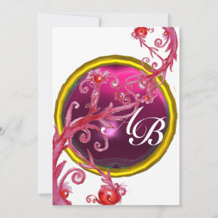 MAGISCHE BEEREN 4, MONOGRAMM roter Rubin Einladung