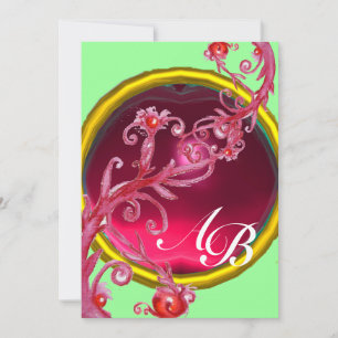 MAGISCHE BEEREN 4, MONOGRAMM roter Rubin Einladung
