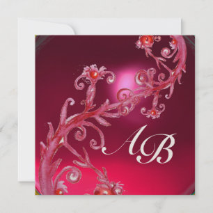MAGISCHE BEEREN 4, MONOGRAMM roter Rubin Gold Einladung