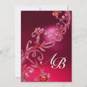 MAGISCHE BEEREN 4, MONOGRAMM roter Rubin Gold Einladung