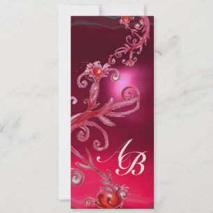 MAGISCHE BEEREN 4, MONOGRAMM roter Rubin Gold Einladung