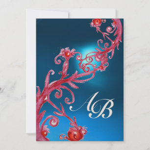 MAGISCHE BEEREN 4, MONOGRAMM roter Saphir Champagn Einladung