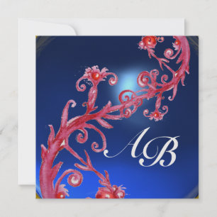 MAGISCHE BEEREN 4, MONOGRAMM roter Saphir Gold Einladung