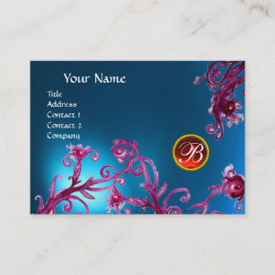 MAGISCHE BEEREN MONOGRAMM, Blauer Saphir, rubinrot Visitenkarte