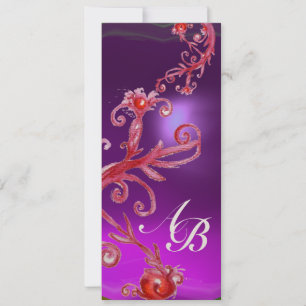 MAGISCHE BEEREN MONOGRAMM lila weiß champagner Einladung