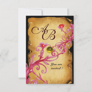 MAGISCHE BEEREN MONOGRAMM Pergament Gelb rsvp Einladung
