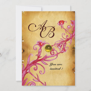 MAGISCHE BEEREN MONOGRAMM Pergament Gelber Topas Einladung