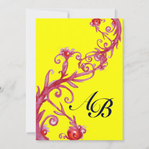 MAGISCHE BEEREN, MONOGRAMM rot gelb Einladung
