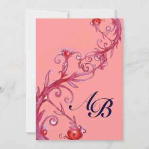 MAGISCHE BEEREN, MONOGRAMM rotviolett Einladung