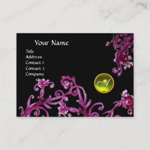 MAGISCHE BEEREN MONOGRAMM schwarzes Juwel gelb Visitenkarte