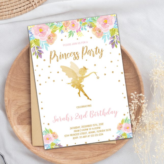 Magische benutzerdefinierte Party-Karte für Mädche Einladung (Fairy Glitter Princess Birthday Invitations)