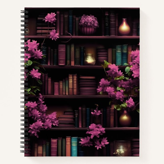 Magische Bibliothek rosa Notizbuch (Vorderseite)