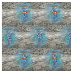 Magische blaue Gefieder-Mode-Eule Stoff