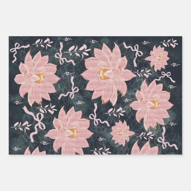 Magische Blumen mit Glitter-Design  Geschenkpapier Set (Vorderseite)