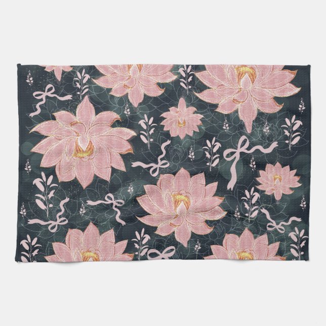 Magische Blumen mit Glitter-Design  Geschirrtuch (Horizontal)