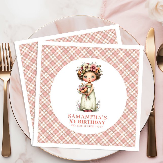 Magische Blumenfee Rosa 2. Geburtstagsfeier Serviette (Magical Floral Fairy Pink 2nd Birthday Party Napkins)