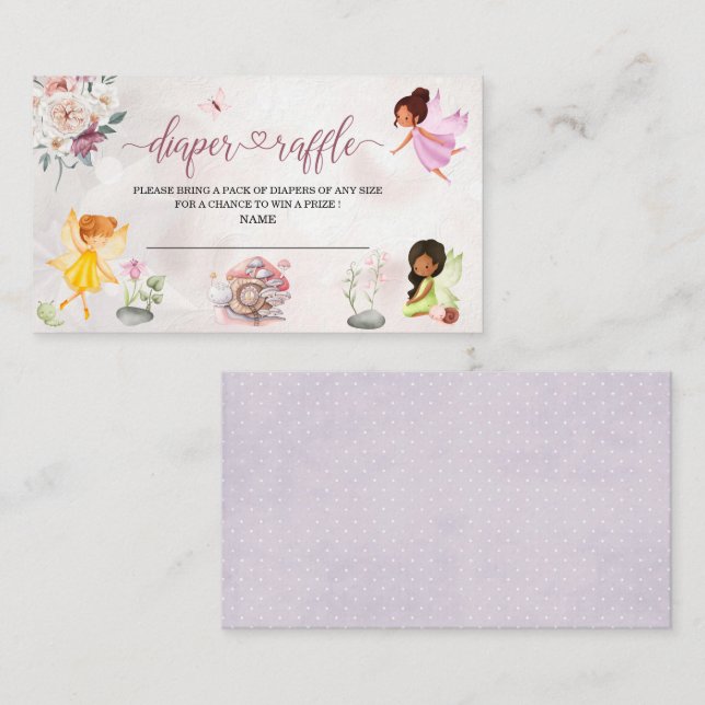 Magische Blumenzähne Princess Babydusche Windeln Begleitkarte (Vorne/Hinten)