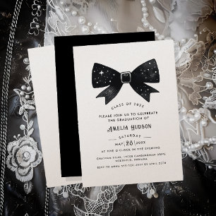 Magische Bow Champagne Shimmer Graduierungsparty Einladung