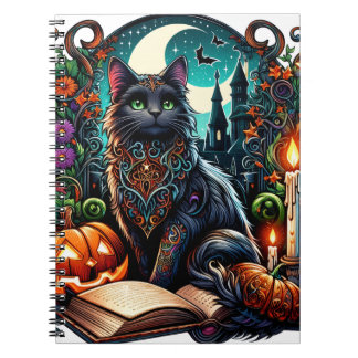Magische Bücherliebende Schwarze Katze Notizblock