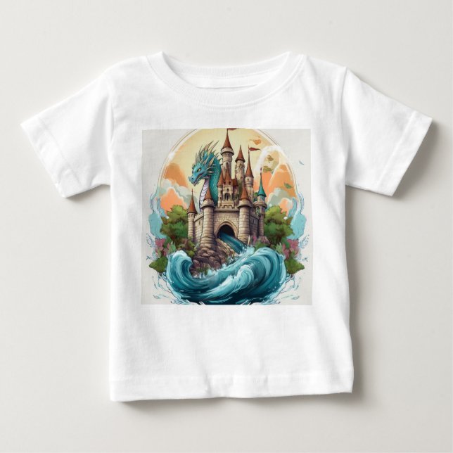 Magische Burg und Drache T - Shirt (Vorderseite)