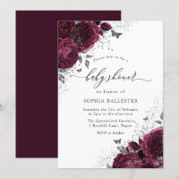 Magische Burgundy Rose Silver Elegant Babydusche