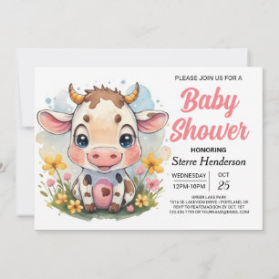 Magische Country Printable Kuh Baby Dusche Einladung