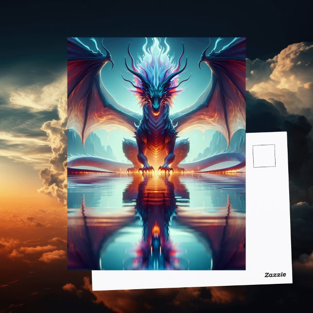 Magische Drachenreflektion | Sprichwort Hi Postkarte (Von Creator hochgeladen)