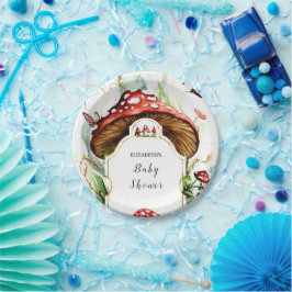 Magische, einfache Mushroom-Babydusche Pappteller