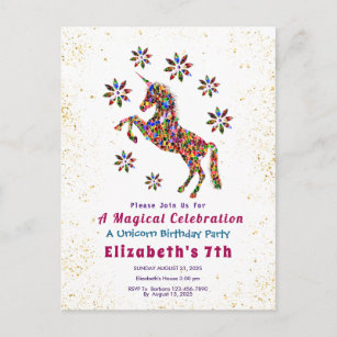 Magische Einhorn-Blume Einladung zum Geburtstag Postkarte