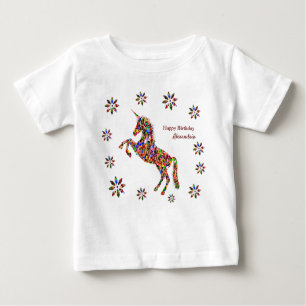 Magische Einhorn-Blume Geburtstag personalisieren  Baby T-shirt