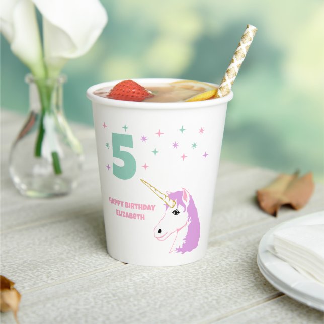Magische Einhorn-Mädchen-Geburtstag Pappbecher (In Situ)