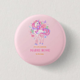 Magische Einhorn-Party-Geburtstagsfeier Button