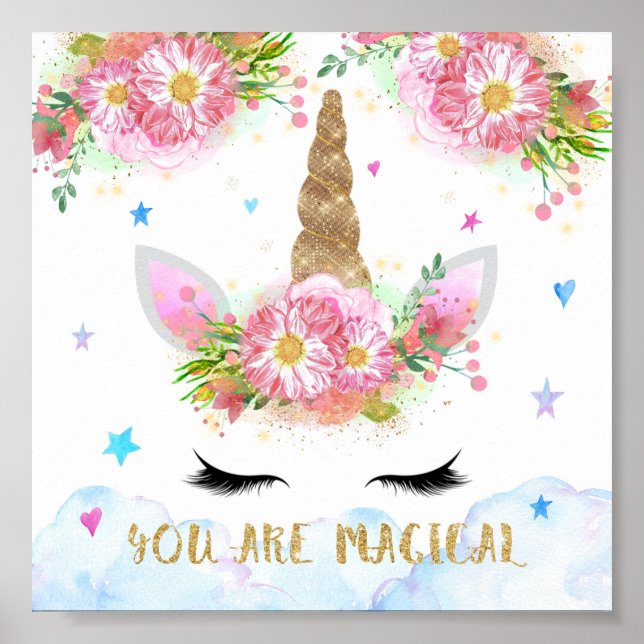 Magische Einhornallee Girl's Art Deco Poster (Vorne)