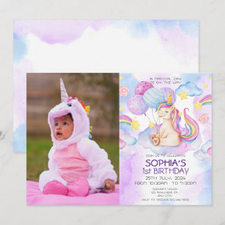 Magische Einhörner Lila Geburtstagsparty Einladung