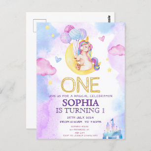 Magische Einhörner Lila Geburtstagsparty Postkarte