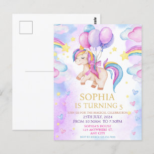 Magische Einhörner Lila Wasserfarben Geburtstagsfe Postkarte