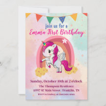 Magische Einhörner Rosa Wasserfarbe 1. Geburtstag